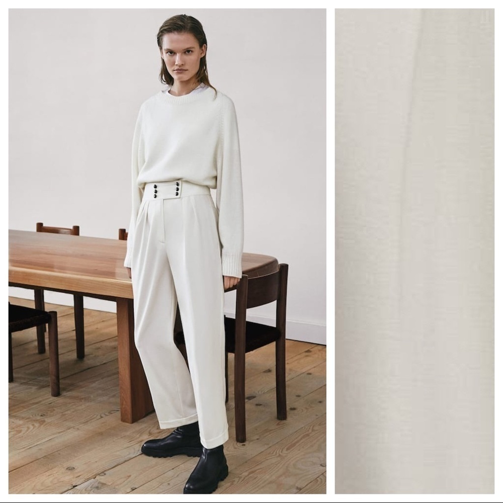 NWT. Massimo Tutti Cream Wool Blend Trousers with Dart Details. Size 6.
